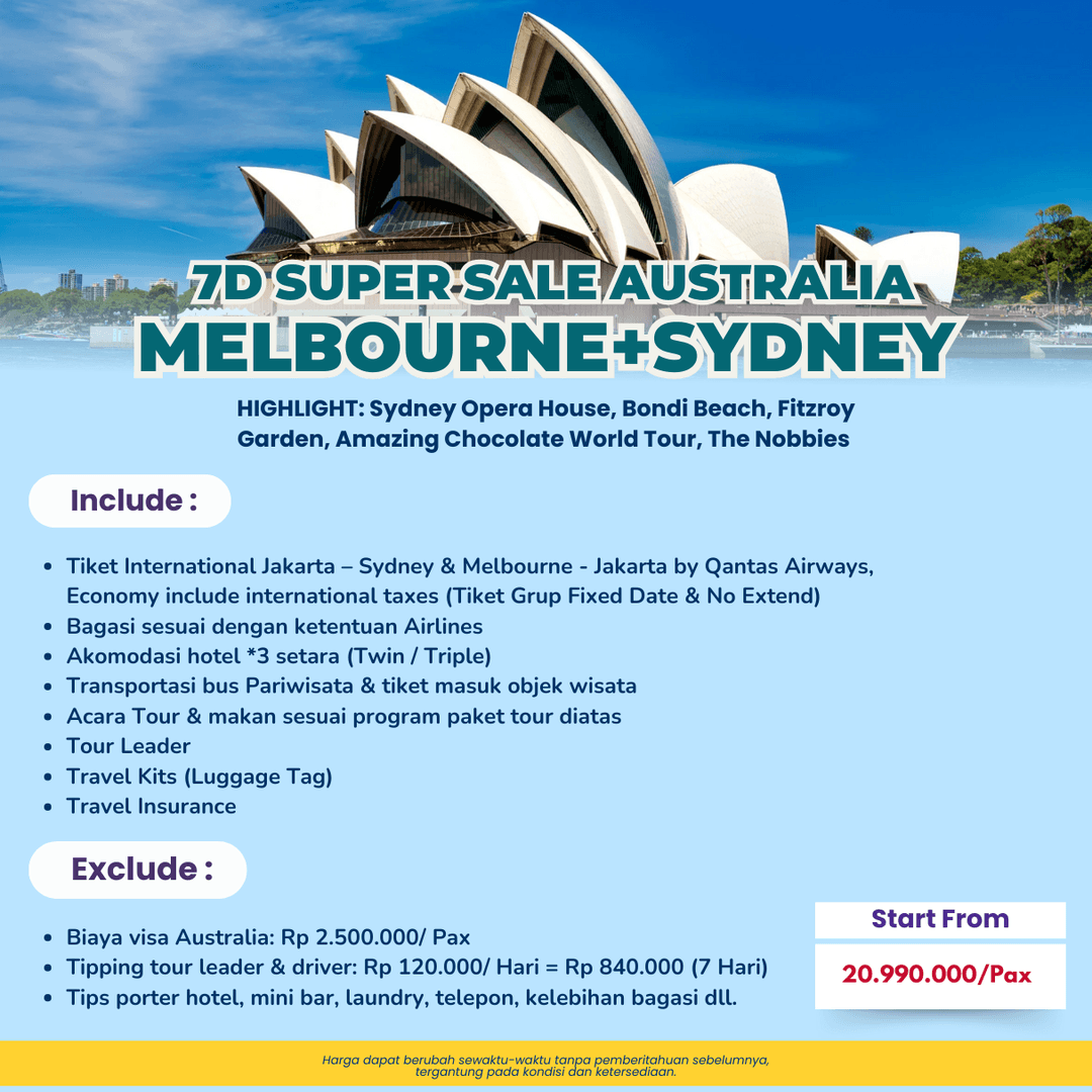 7D SUPER SALE AUSTRALIA (MELBOURNE+SYDNEY)