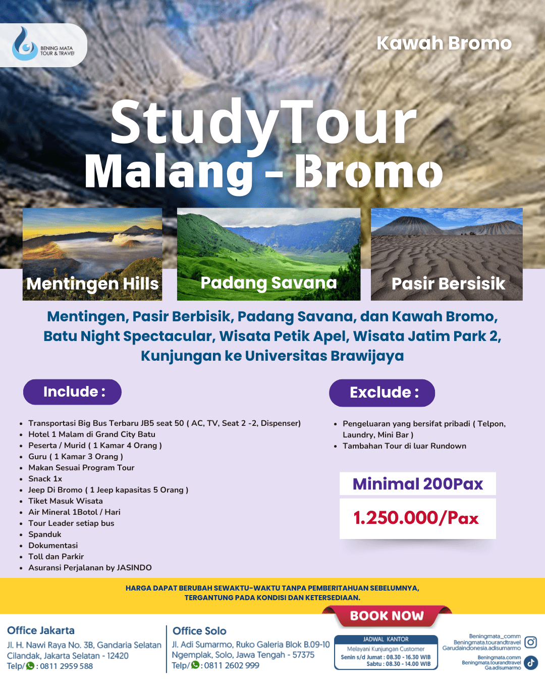 Study Tour Malang - Bromo 3D1N